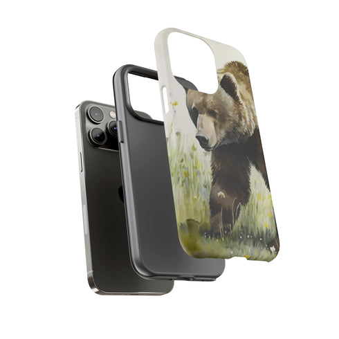 Grizzly Bear in a Field - Impact Resistant Phone Case
